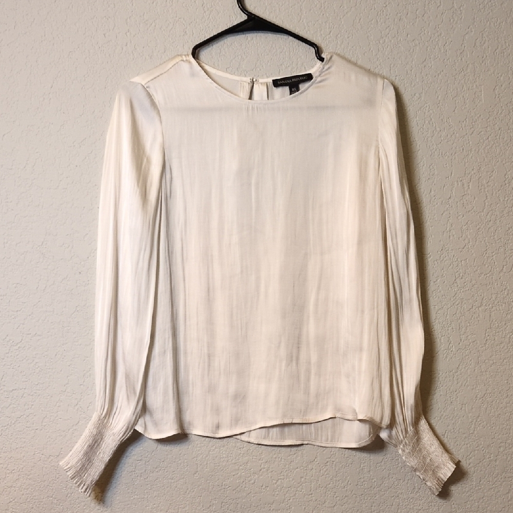 Banana Republic Cream Puff Sleeve Blouse with Bib Collar